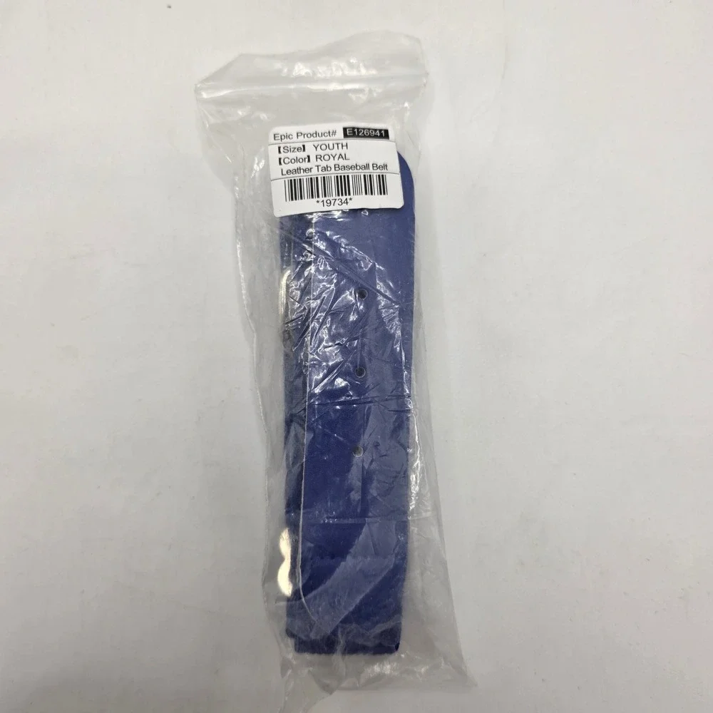 Epic‎ Sports Baseball Belt Youth Royal Blue Leather Tab Adjustable Athletic Gear